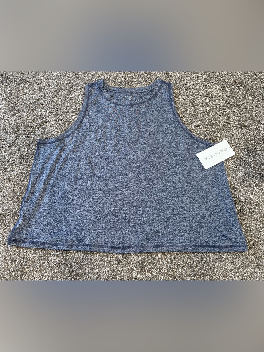 Athleta Uptempo Tank Top 2X Blue Heather Soft Brushed Athletic Yoga Workout NWT